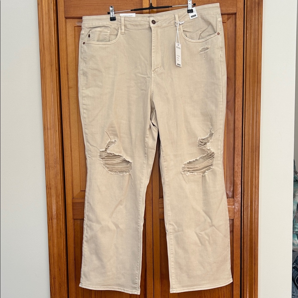 Judy Blue Bone 90s Straight Jeans Plus 24W NWT High‑Rise Distressed Stretch